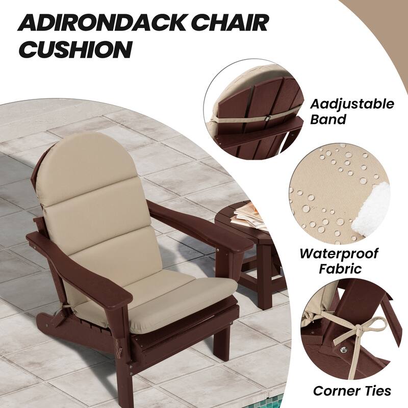 Patio Outdoor Adirondack Chair Cushion with Ties