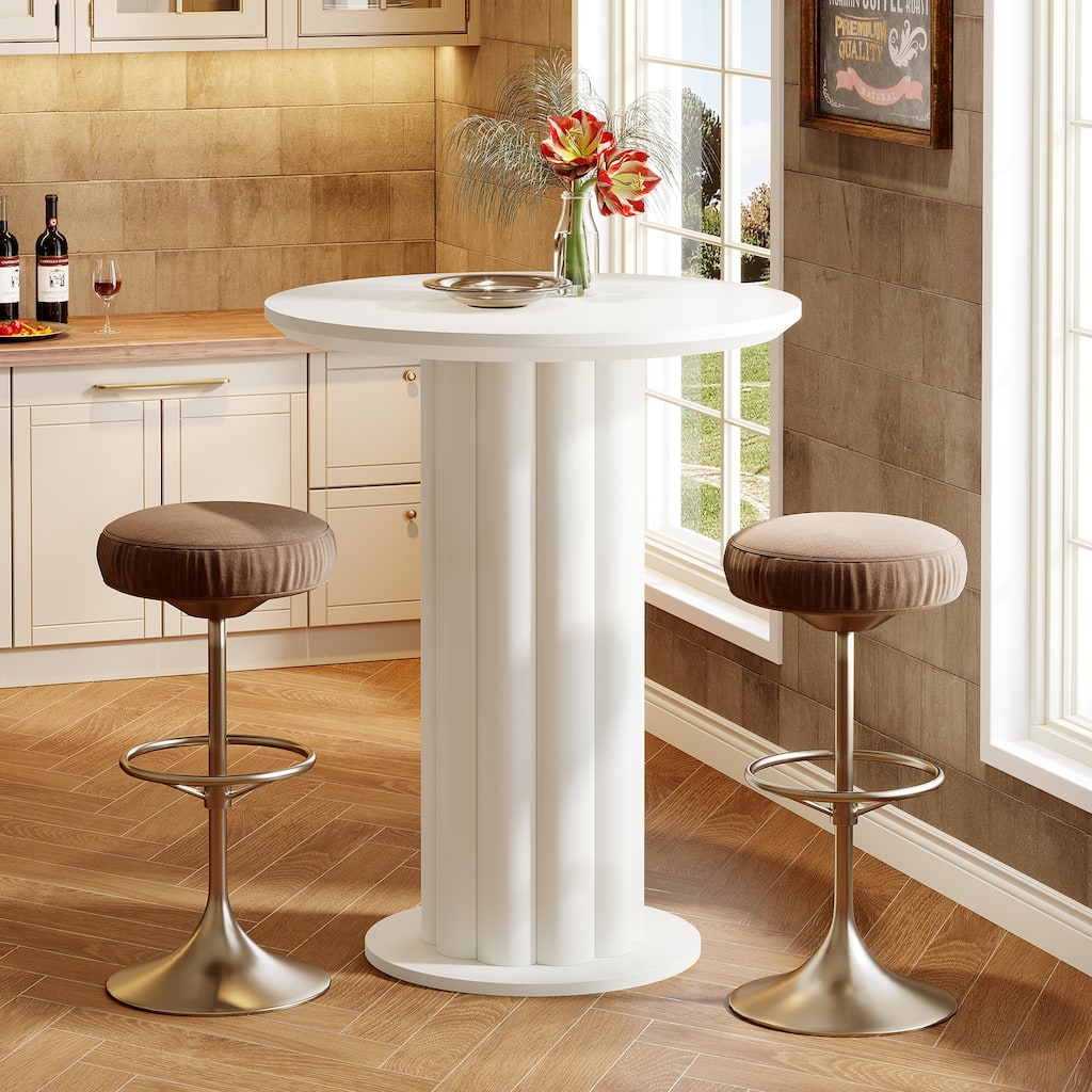 39" Roman Pillar Bar Table - Round Pub Height Table for Kitchen, Dining & Small Spaces