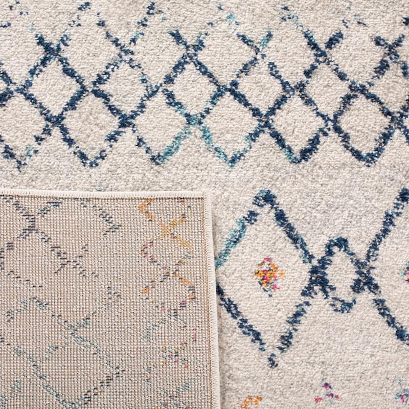 SAFAVIEH Madison Gemma Moroccan Boho Rug - Ivory/Dark Blue - 5' 3" x 7' 6"