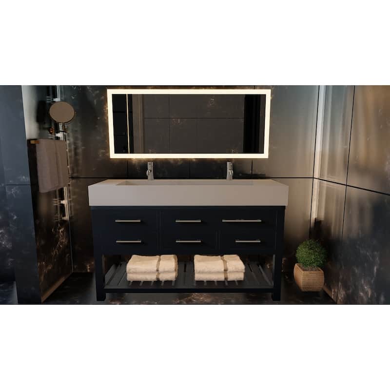 Audrey 36" - 72" Solid Surface Bathroom Vanity Top