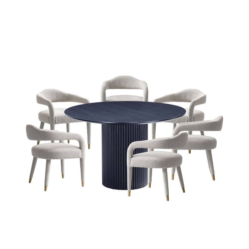 Manhattan Comfort 7-Piece Hathaway Modern 59.05 Solid Wood Round Dining Set