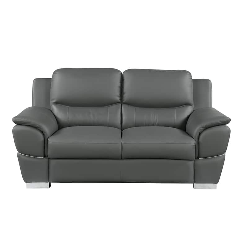Genuine Leather Loveseat - Grey