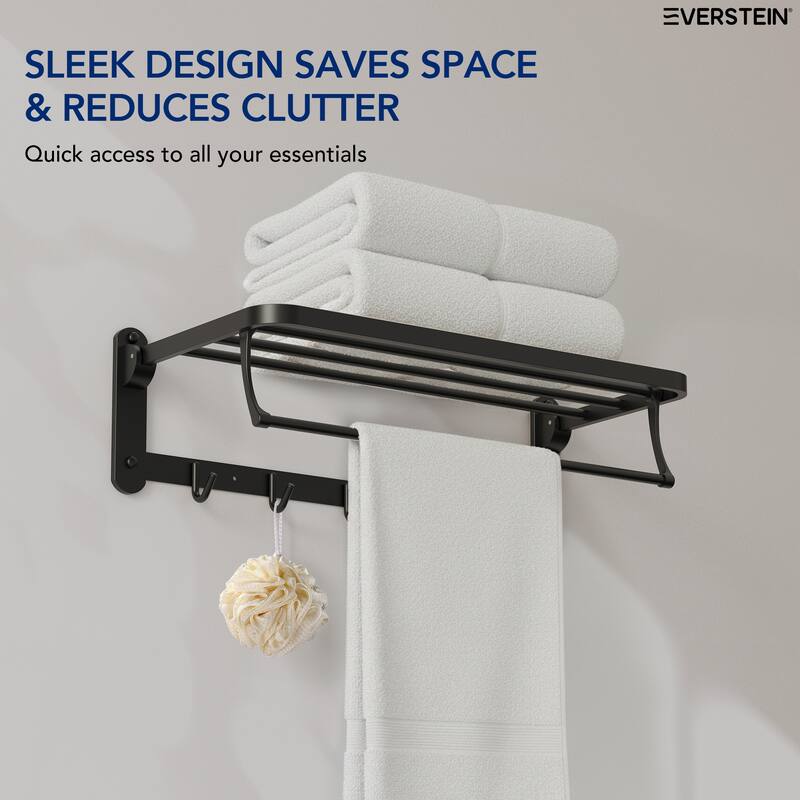 2-Tier Stainless Steel Bath Towel Rack with 5 Hooks