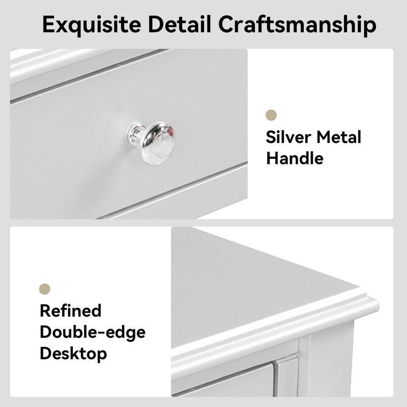 Makeup Vanity Desk with Oval Mirror, 3-Drawer Dressing Table