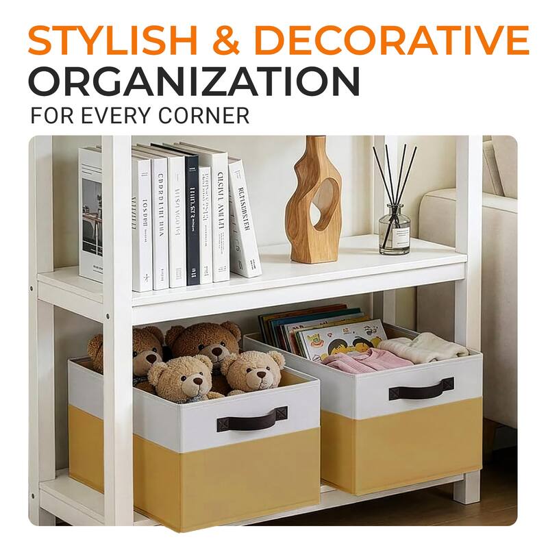 Cheer Collection 4 Pack Large Fabric Storage Baskets with Handles Collapsible Organizer Bins