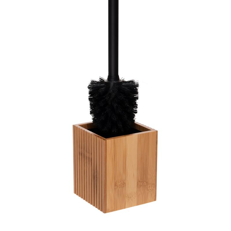 Bath Bliss Small Square Oslo Bamboo Toilet Bowl Brush - 3.94 x 3.94 x 14.37