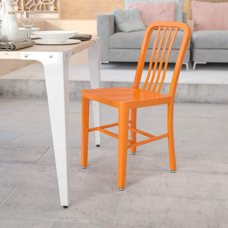 Metal Indoor-Outdoor Chair - 15.5"W x 20"D x 33.25"H - Orange