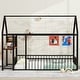 preview thumbnail 1 of 34, Metal House Bed Frame, Kids Montessori Bed Floor Bed with Side Desk, Power Outlets and USB Ports Black - Twin