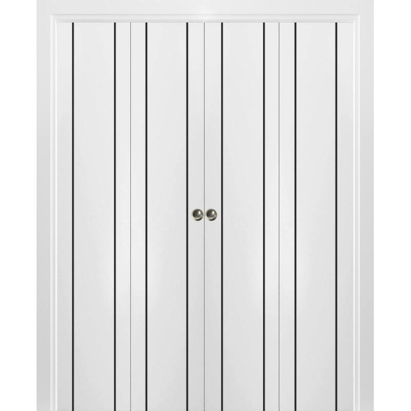 Bi-fold Doors 56 x 80 Planum 0016 White Silk with Sturdy Tracks - 96" x 80" (4* 24x80)
