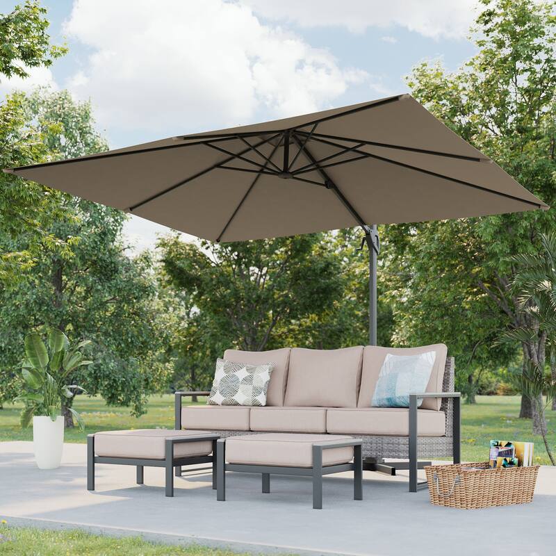 BONOSUKI 10x8FT Cantilever Patio Umbrella, Ultimate Outdoor Comfort with 360° Rotation and Canopy Angle Adjustment