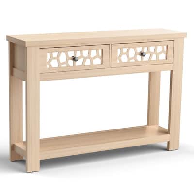 2-Tier Console Table with Drawers and Open Storage Shelf - 46.5" x 11.5" x 31.5"