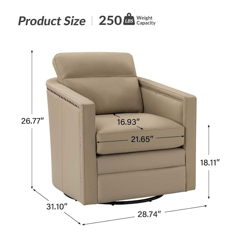 Jorge 28.74" Wide Genuine Leather Swivel Chair with Arms