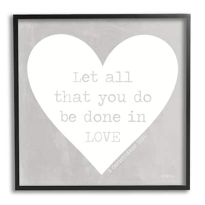 Stupell Uplifting Religious Quote Bible Verse Heart Shape Framed Wall Art, Design by Imperfect Dust - Grey