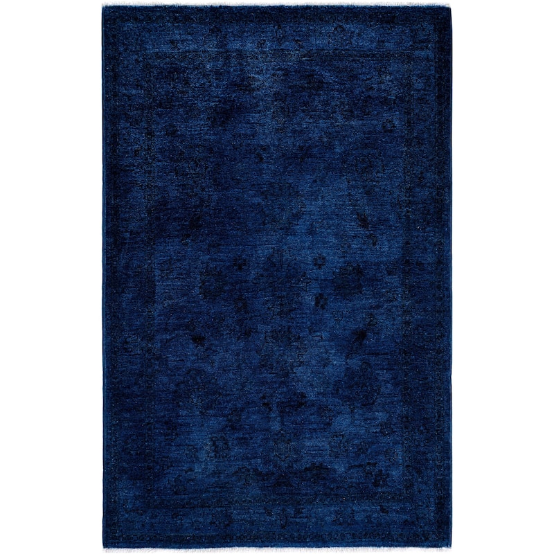 Overdyed One-of-a-Kind Hand-Knotted Area Rug - Navy - 3' 4" x 4' 10"