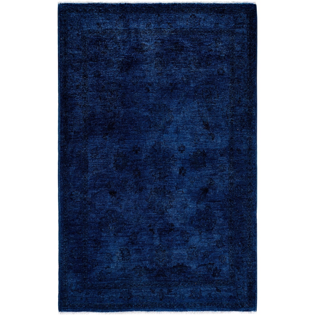 Overdyed One-of-a-Kind Hand-Knotted Area Rug - Navy - 3' 4" x 4' 10"