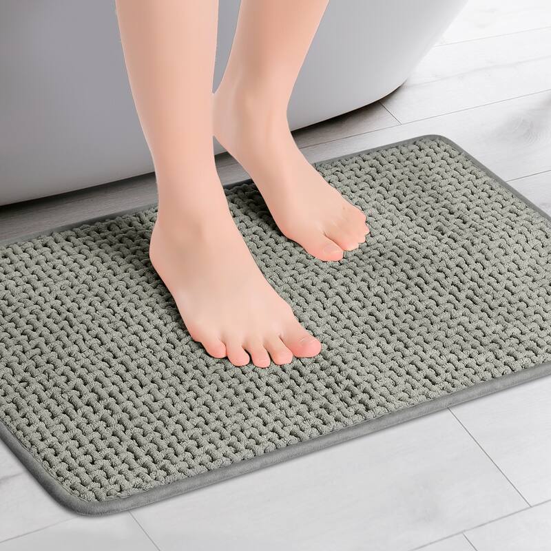Chenille Bathroom Rugs, Non Slip Bath Mat Carpet for Bathroom Floor, Shower