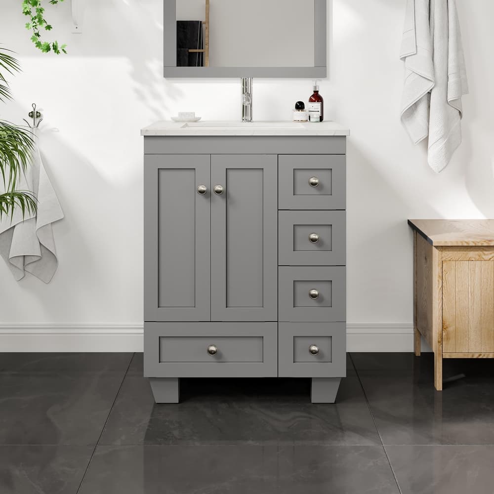Eviva Happy 24"W Bath Vanity with Carrara Quartz Top