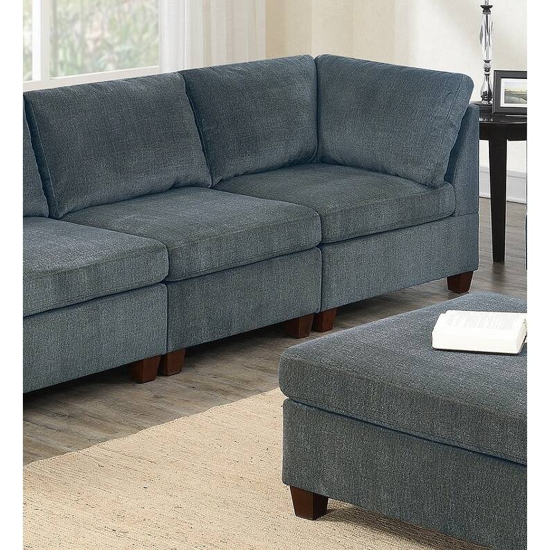 1pc Grey Chenille Modular Armless Chair for Living Room