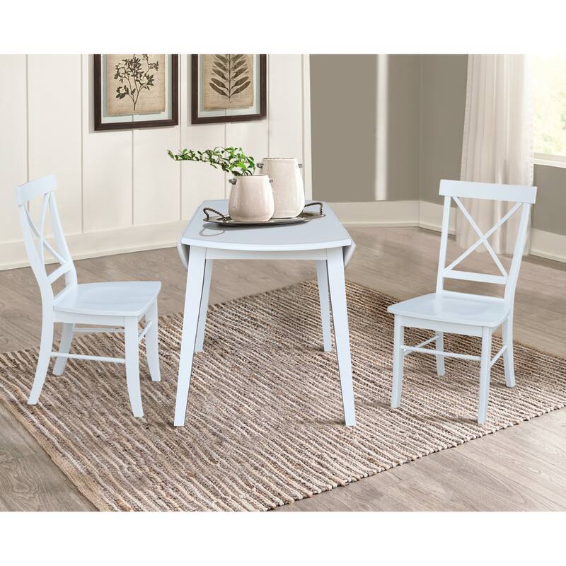42" Solid Wood Round Dual Drop Leaf Table with Dining Chairs