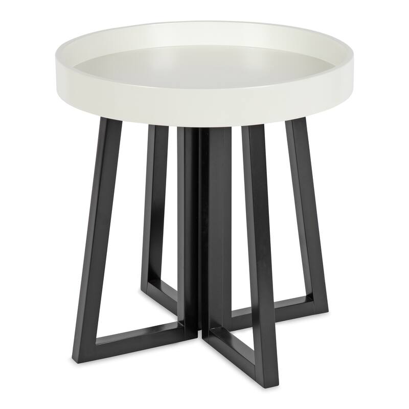 Kate and Laurel Avery Round Wood Side Table - Black/White