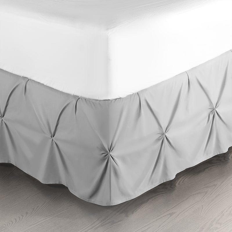 Nestl Pinch Pleat Bed Skirt - Soft Premium Microfiber Ruffle Bed Skirt - 14" Tailored Pintuck Wrap Around Dust Ruffle