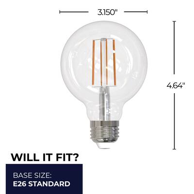 Bulbrite LED Filament Pack of (4) 13 Watt Dimmable G25 Light Bulbs with a Clear Finish and Medium (E26) Base - 2700K