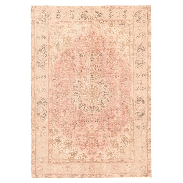 slide 2 of 9, ECARPETGALLERY Hand-knotted Antalya Vintage Pink Wool Rug - 6'5 x 9'3