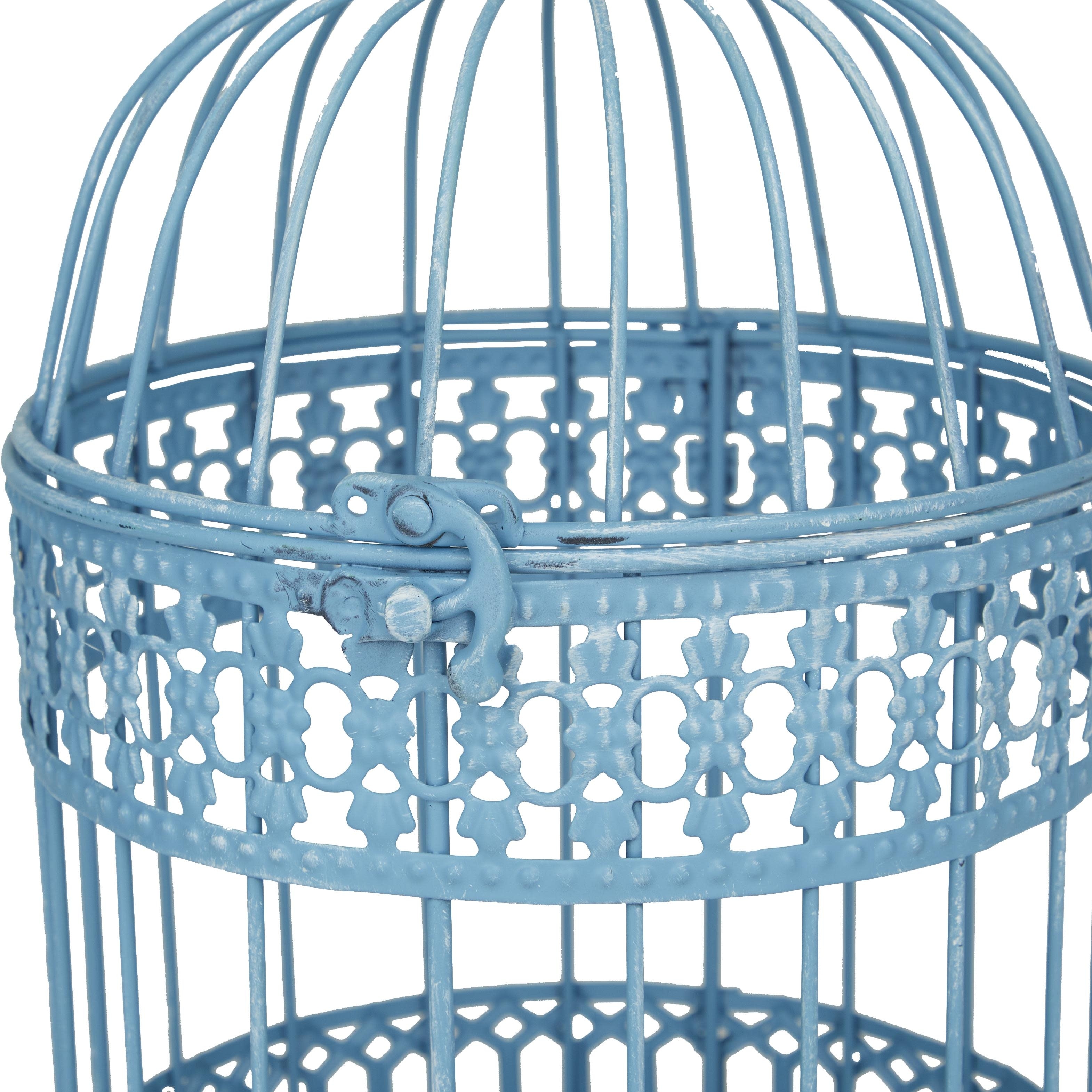 Metal Birdcage with Latch Lock Closure and Hanging Hook - Set of 2