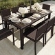 preview thumbnail 5 of 21, 71" Outdoor Rattan Wicker Patio Table with Engineered Wood Top - 39"W x 71"D x 30"H