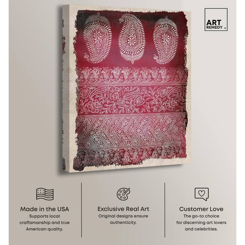 Burgundy Stamps Canvas by Art Remedy, Gallery Wrapped