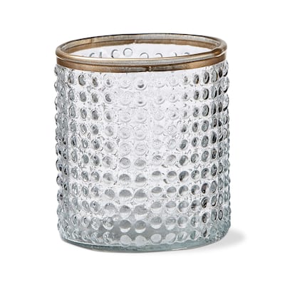 Luminous Bubble Textured Clear Glass Tealight Holder Small Tabletop Mantel Centerpiece Wedding Decorations, 4.0 inch
