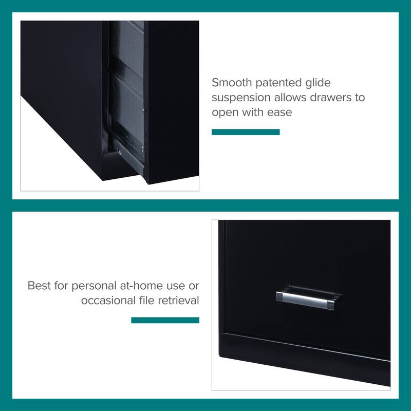 Space Solutions 18-inch Deep 4-drawer Black Metal File Cabinet