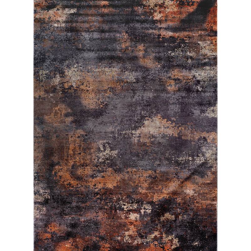 Beverly Rug Queen Abstract Non-Slip Rubber Back Washable Indoor Area Rug - 4 X 6 - Black