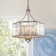 preview thumbnail 2 of 13, 6-Light Glam Distressed Silver Crystal Accented Round Lantern Pendant - 21.7 Inches