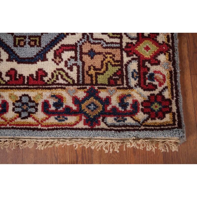 Light Blue Heriz Serapi Oriental Runner Rug Hand-Knotted Wool Carpet - 2'6"x 8'1"