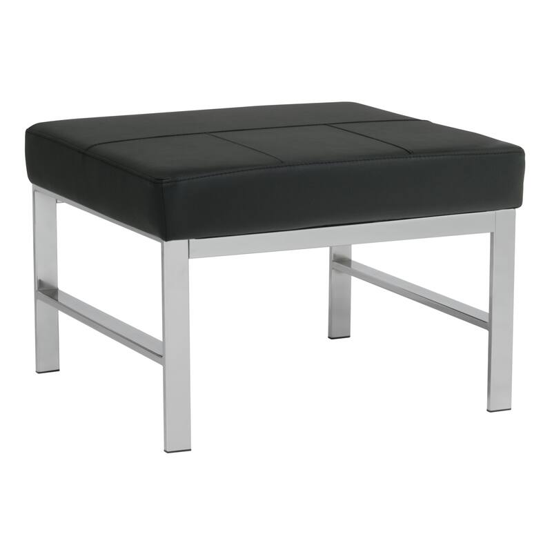 Atlas Mid Century Modern Metal and Leather Ottoman