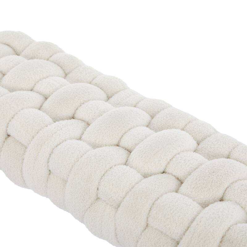 Christopher Knight Home - Teddy Braided Upholstered Bench with Black Metal Legs End-of-Bed Seating