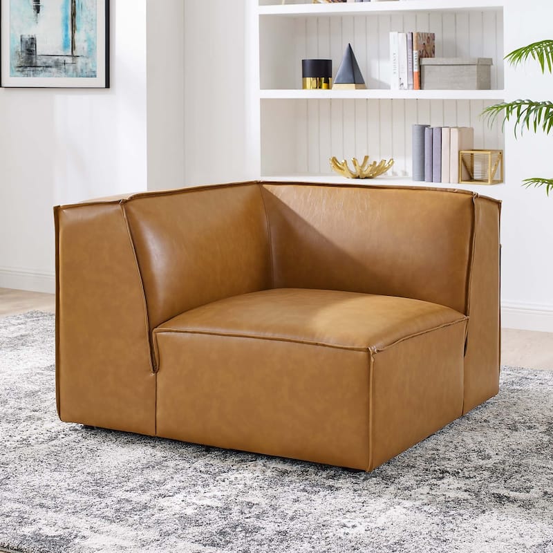 Restore Vegan Leather Sectional Sofa Corner Chair - Tan