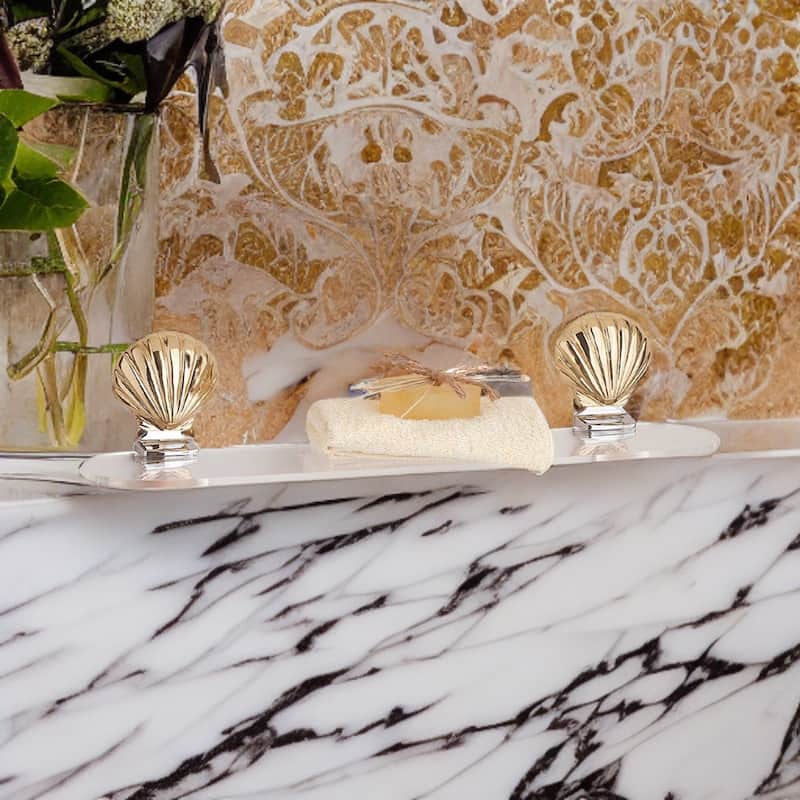 Traditional Acrylic Shelf Brass 24 Sea Crest Brackets | Renovator's Supply