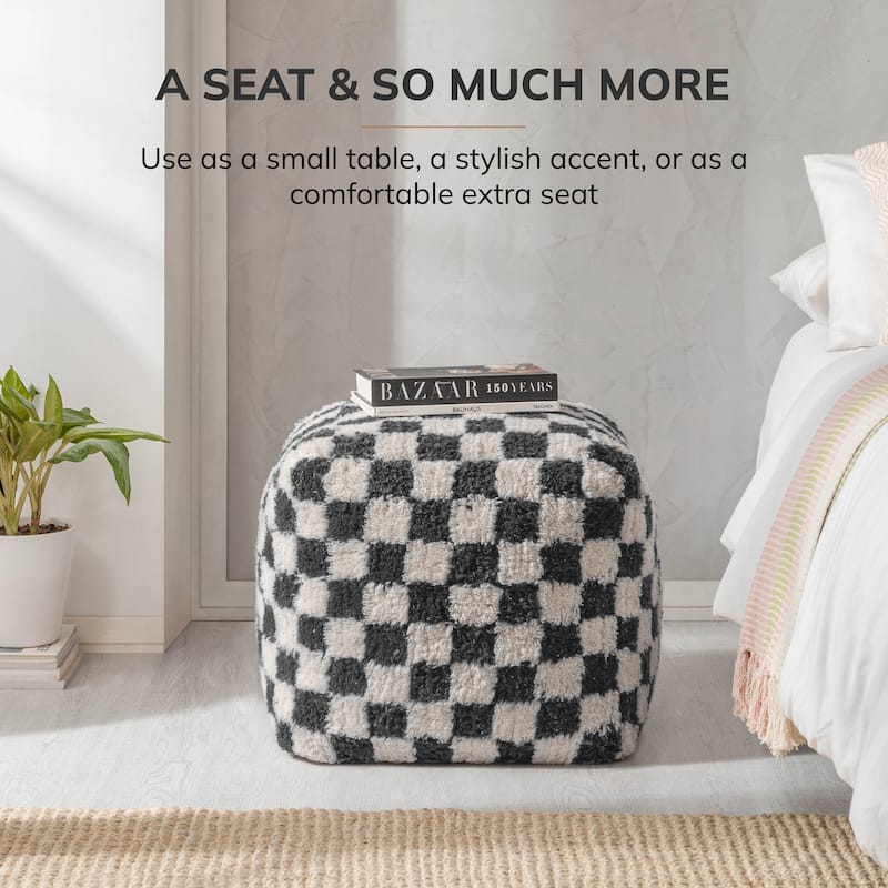 Jani 20-inch Ottoman Pouf - Handcrafted Handmade Ottoman for Seating, Footrest, Home Decor for Living Room, Bedroom