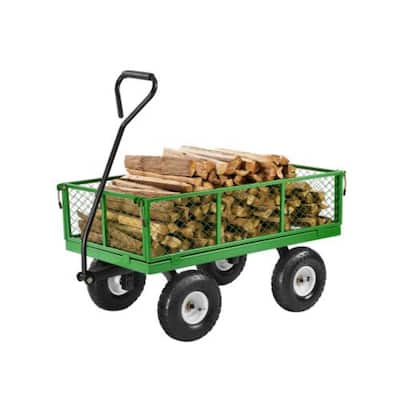 Heavy-Duty Steel Garden Cart, 900 lbs Capacity, 2-in-1 Design - 72.44 x 22.05 x 21.06 inches