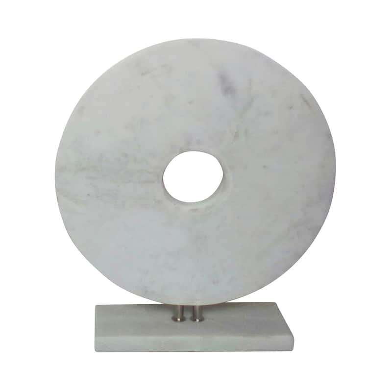 Marble 16" Disk with Base, White 16.0"H - 14.0" x 4.0" x 16.0"