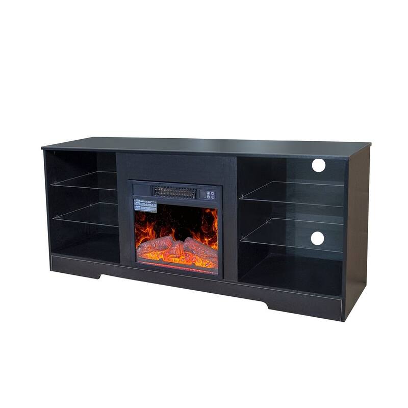 Modern Fireplace TV Stand with 18 Inch Electric Fireplace Heater