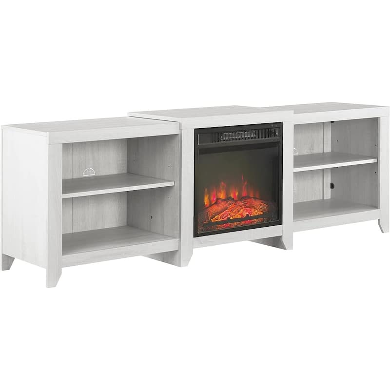 69 in. Freestanding Wood Smart Electric Fireplace TV Stand in White with smart temperature control