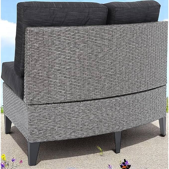 4-Piece Outdoor Patio Sectional Sofa Set with Water-Resistant Cushions - Modular Curved Seating for Backyard, Garden, or Deck
