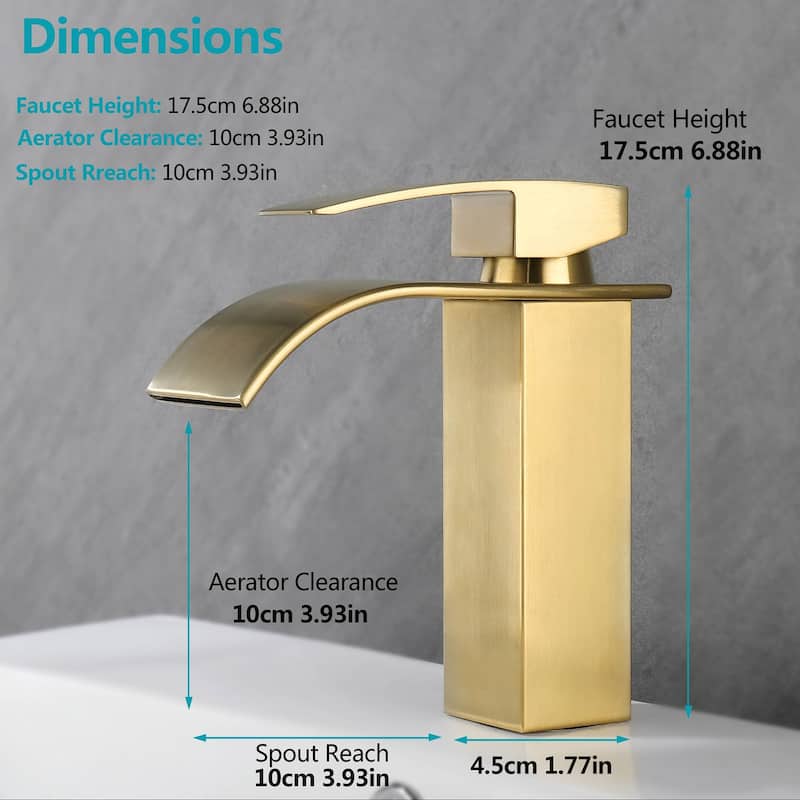 Single Hole Waterfall Spout Bathroom Faucet and Pop Up Drain Included