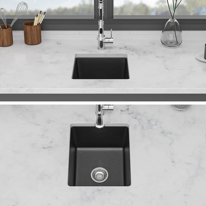 Kitchen Sink 14.82" x 17.55" x 8.38" Granite Composite Undermount Single Bowl Kitchen Sink