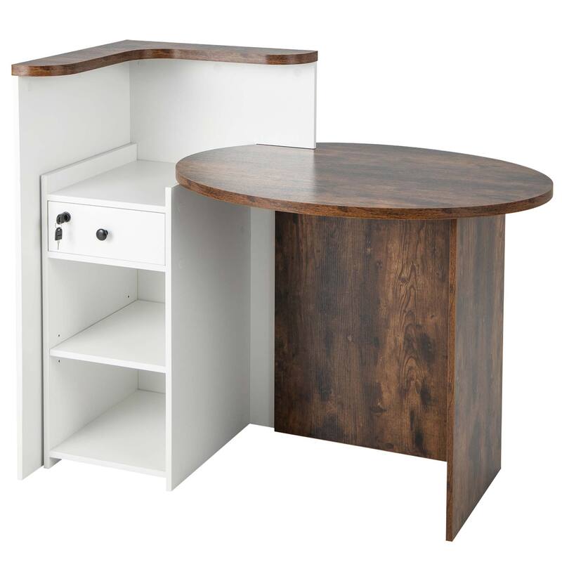 Costway Front Reception Counter Desk Checkout Office Desk with Open