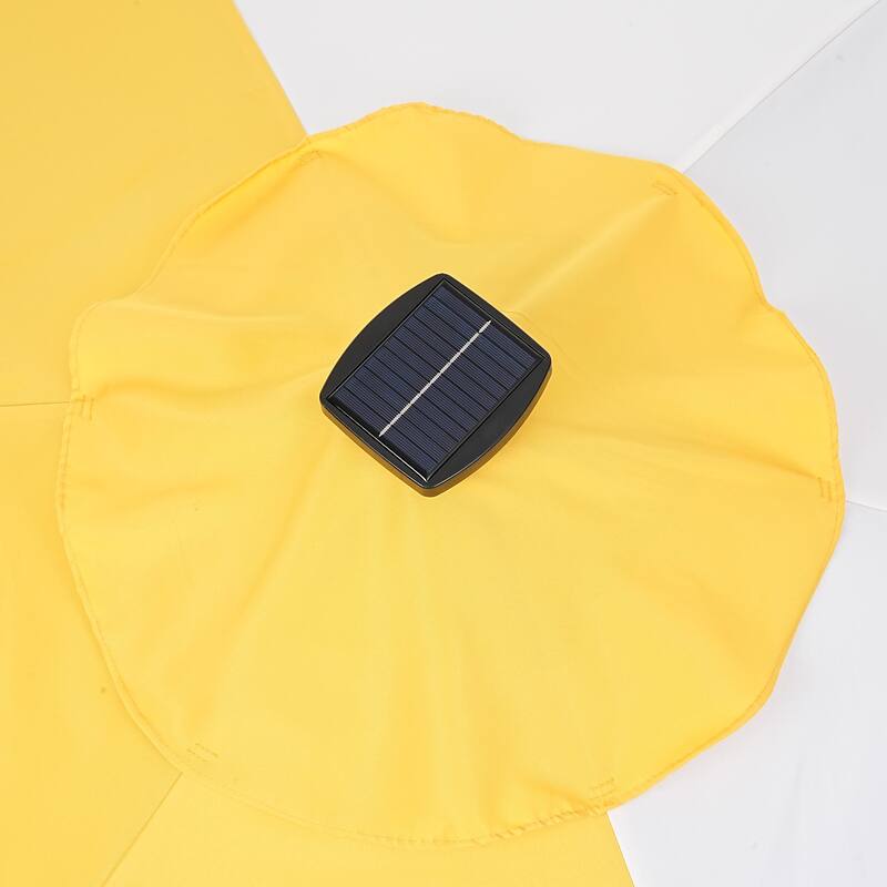 Autlaycil 13 ft Patio Umbrella with 36 Solar Lights & Crank System for Outdoor