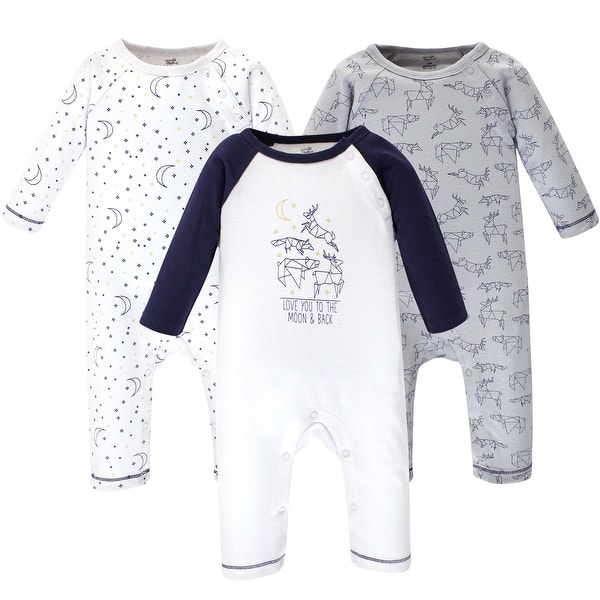 slide 1 of 1, Touched by Nature Baby Boy Organic Cotton Coveralls 3pk, Constellation 0-3 Months - Constellation